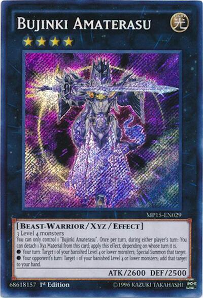 2015 YuGiOh: 2015 Mega-Tins Mega Pack (MP15) - Bujinki Amaterasu (#MP15-EN029, Secret Rare) (1st Edition, Near Mint)