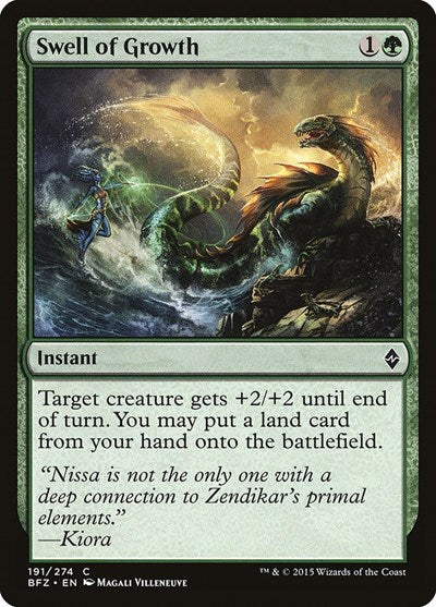 2015 Magic: The Gathering: Battle for Zendikar (BFZ) - Swell of Growth (#191, Common) (, Lightly Played)