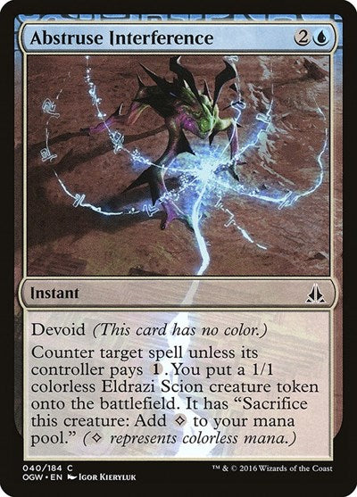 2016 Magic: The Gathering: Oath of the Gatewatch (OGW) - Abstruse Interference (#40, Common) (, Lightly Played)
