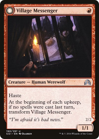 2016 Magic: The Gathering: Shadows over Innistrad (SOI) - Village Messenger (#190, Uncommon) (, Lightly Played)