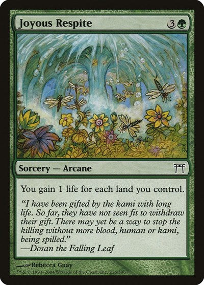 2004 Magic: The Gathering: Champions of Kamigawa (CHK) - Joyous Respite (#216, Common)