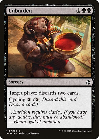2017 Magic: The Gathering: Amonkhet (AKH) - Unburden (#114, Common) (, Lightly Played)