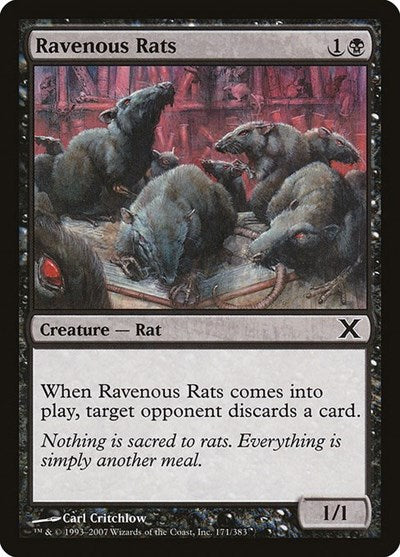 2007 Magic: The Gathering: 10th Edition (10E) - Ravenous Rats (#171, Common) (, Near Mint)