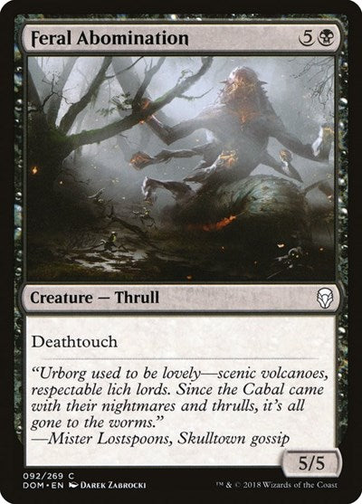 2018 Magic: The Gathering: Dominaria (DOM) - Feral Abomination (#92, Common) (, Near Mint)