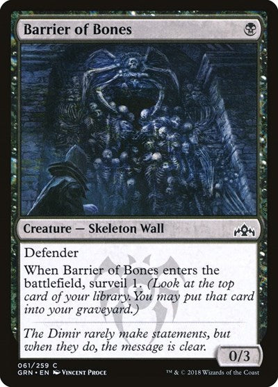 2018 Magic: The Gathering: Guilds of Ravnica (GRN) - Barrier of Bones (#61, Common) (, Lightly Played)