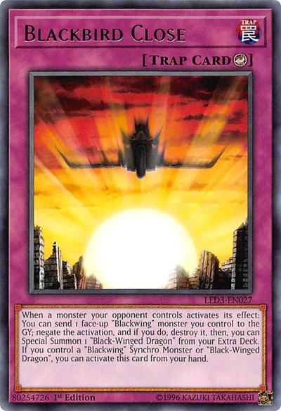 2018 YuGiOh: Legendary Duelists: White Dragon Abyss (LED3) - Blackbird Close (#LED3-EN027, Rare) (1st Edition, Near Mint)