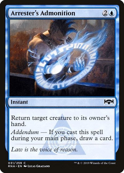 2019 Magic: The Gathering: Ravnica Allegiance (RNA) - Arresters Admonition (#31, Common) (, Lightly Played)