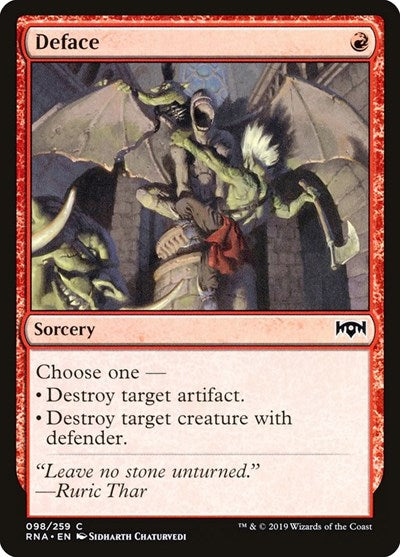 2019 Magic: The Gathering: Ravnica Allegiance (RNA) - Deface (#98, Common)