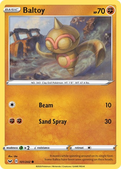 2020 Pokemon: SWSH01: Sword & Shield Base Set (SWSH01) - Baltoy 101 (#101/202, Common) (, Near Mint)