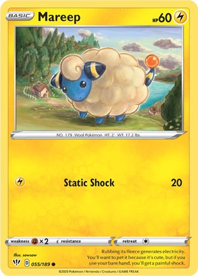 2020 Pokemon: SWSH03: Darkness Ablaze (SWSH03) - Mareep (#055/189, Common) (, Near Mint)