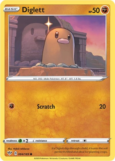 2020 Pokemon: SWSH03: Darkness Ablaze (SWSH03) - Diglett (#084/189, Common) (, Near Mint)