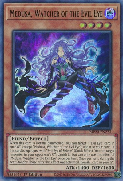 2020 YuGiOh: 2020 Tin of Lost Memories (MP20) - Medusa Watcher of the Evil Eye (#MP20-EN233, Ultra Rare) (1st Edition, Lightly Played)