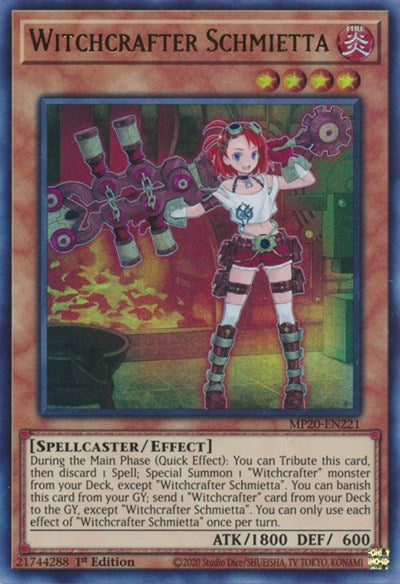 2020 YuGiOh: 2020 Tin of Lost Memories (MP20) - Witchcrafter Schmietta (#MP20-EN221, Ultra Rare) (1st Edition, Near Mint)