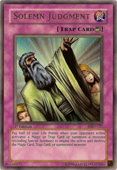 2004 YuGiOh: Metal Raiders (MRD) - Solemn Judgment (#MRD-127, Ultra Rare) (Unlimited, Lightly Played)