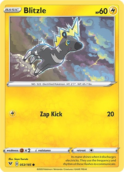 2020 Pokemon: SWSH04: Vivid Voltage (SWSH04) - Blitzle (#053/185, Common) (, Near Mint)