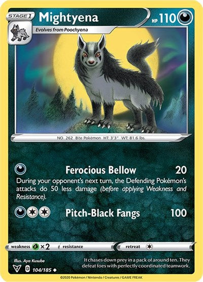 2020 Pokemon: SWSH04: Vivid Voltage (SWSH04) - Mightyena (#104/185, Uncommon) (, Near Mint)