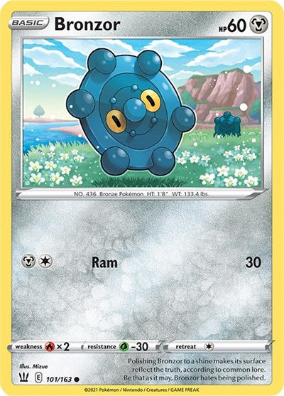 2021 Pokemon: SWSH05: Battle Styles (SWSH05) - Bronzor (#101/163, Common) (, Near Mint)