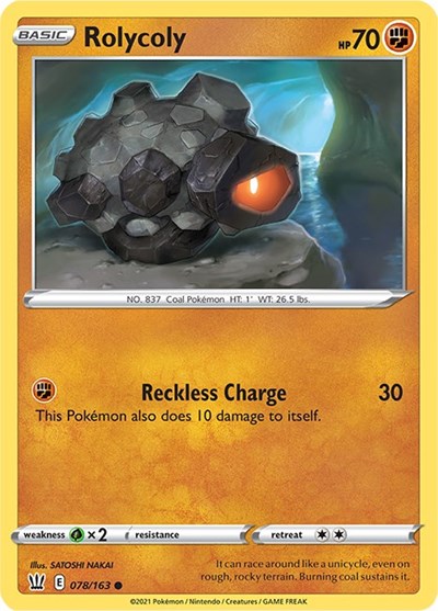 2021 Pokemon: SWSH05: Battle Styles (SWSH05) - Rolycoly (#078/163, Common) (, Near Mint)
