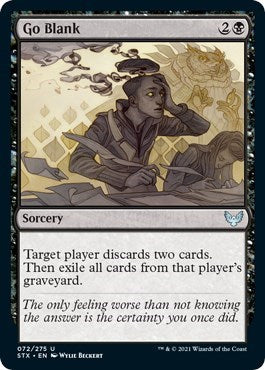2021 Magic: The Gathering: Strixhaven: School of Mages (STX) - Go Blank (#72, Uncommon) (, Lightly Played)