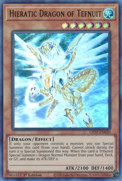 2021 YuGiOh: Ghosts From the Past (GFTP) - Hieratic Dragon of Tefnuit (#GFTP-EN050, Ultra Rare) (1st Edition, Near Mint)