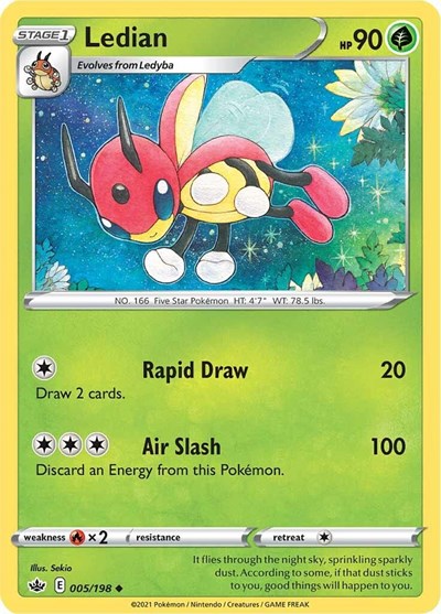 2021 Pokemon: SWSH06: Chilling Reign (SWSH06) - Ledian (#005/198, Uncommon) (, Near Mint)