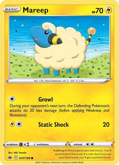 2021 Pokemon: SWSH06: Chilling Reign (SWSH06) - Mareep (#047/198, Common) (, Near Mint)