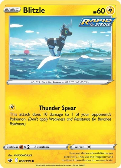 2021 Pokemon: SWSH06: Chilling Reign (SWSH06) - Blitzle (#050/198, Common) (, Near Mint)