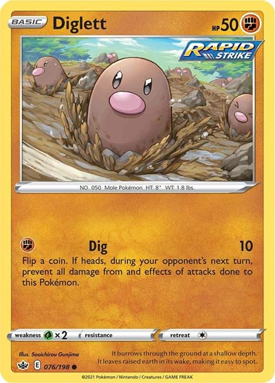2021 Pokemon: SWSH06: Chilling Reign (SWSH06) - Diglett (#076/198, Common) (, Near Mint)