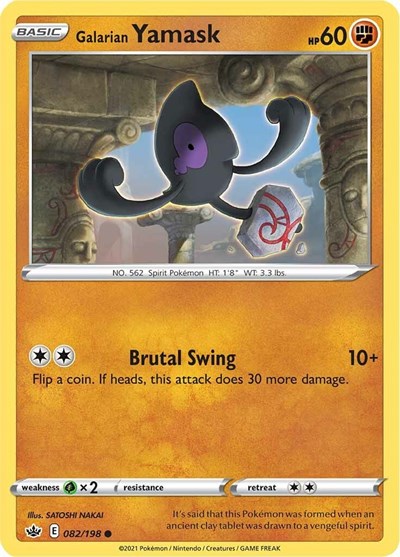 2021 Pokemon: SWSH06: Chilling Reign (SWSH06) - Galarian Yamask (#082/198, Common) (, Near Mint)