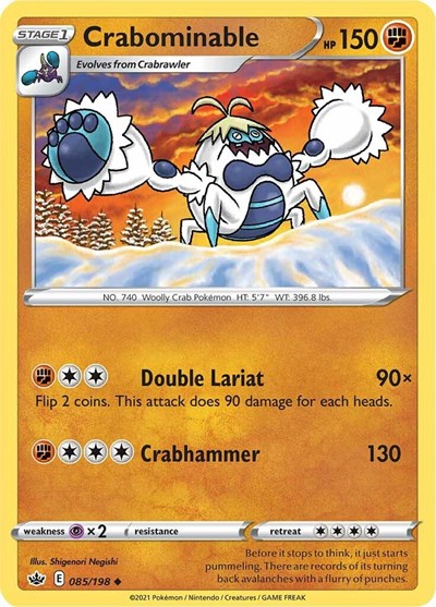 2021 Pokemon: SWSH06: Chilling Reign (SWSH06) - Crabominable (#085/198, Uncommon) (, Near Mint)