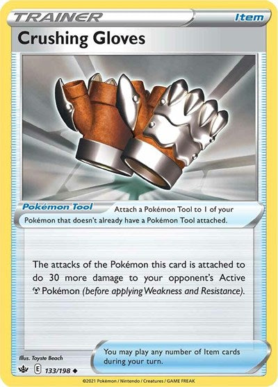 2021 Pokemon: SWSH06: Chilling Reign (SWSH06) - Crushing Gloves (#133/198, Uncommon) (, Near Mint)