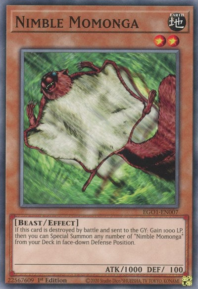 2021 YuGiOh: Egyptian God Deck: Obelisk the Tormentor (EGO1) - Nimble Momonga (#EGO1-EN007, Common) (Unlimited, Near Mint)