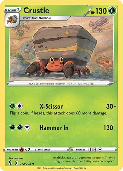 2021 Pokemon: SWSH07: Evolving Skies (SWSH07) - Crustle (#012/203, Uncommon) (, Near Mint)