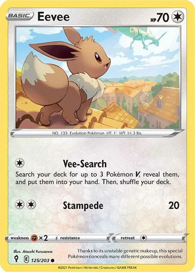 2021 Pokemon: SWSH07: Evolving Skies (SWSH07) - Eevee (#125/203, Common) (, Near Mint)