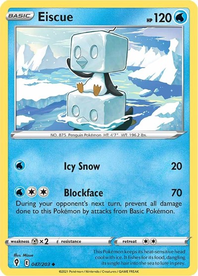 2021 Pokemon: SWSH07: Evolving Skies (SWSH07) - Eiscue (#047/203, Uncommon) (, Near Mint)