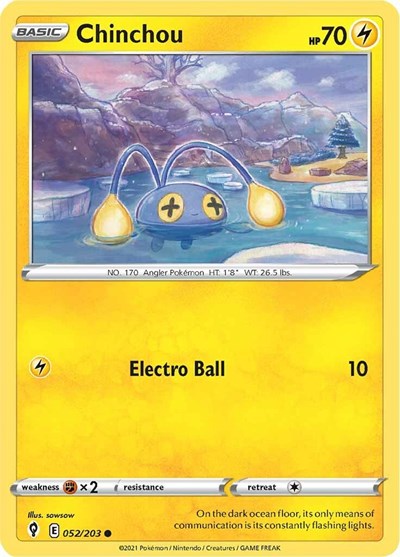 2021 Pokemon: SWSH07: Evolving Skies (SWSH07) - Chinchou (#052/203, Common) (, Near Mint)