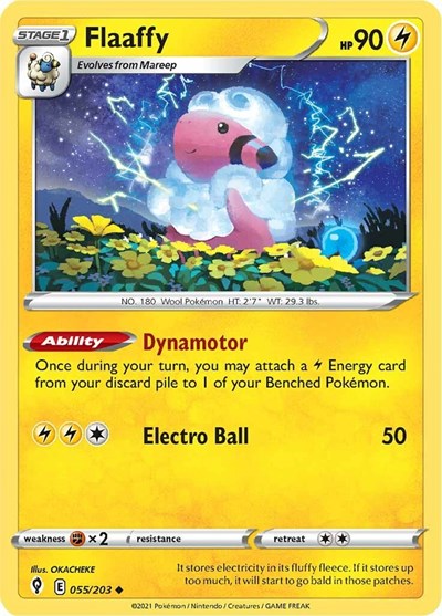 2021 Pokemon: SWSH07: Evolving Skies (SWSH07) - Flaaffy (#055/203, Uncommon) (, Near Mint)