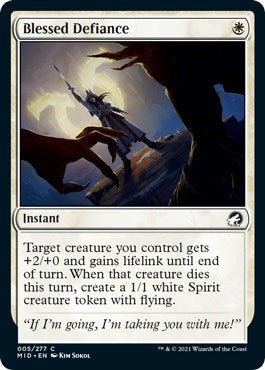 2021 Magic: The Gathering: Innistrad: Midnight Hunt (MID) - Blessed Defiance (#5, Common) (, Near Mint)