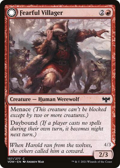 2021 Magic: The Gathering: Innistrad: Crimson Vow (VOW) - Fearful Villager (#157, Common) (, Near Mint)