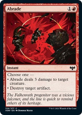 2021 Magic: The Gathering: Innistrad: Crimson Vow (VOW) - Abrade (#139, Common) (, Near Mint)