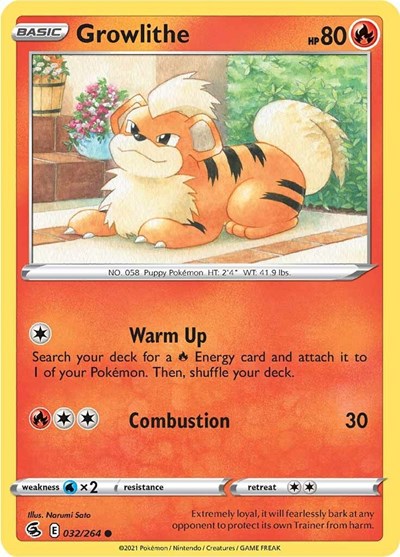 2021 Pokemon: SWSH08: Fusion Strike (SWSH08) - Growlithe (#032/264, Common) (, Near Mint)