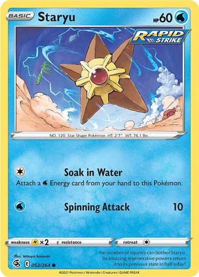 2021 Pokemon: SWSH08: Fusion Strike (SWSH08) - Staryu (#052/264, Common) (, Near Mint)