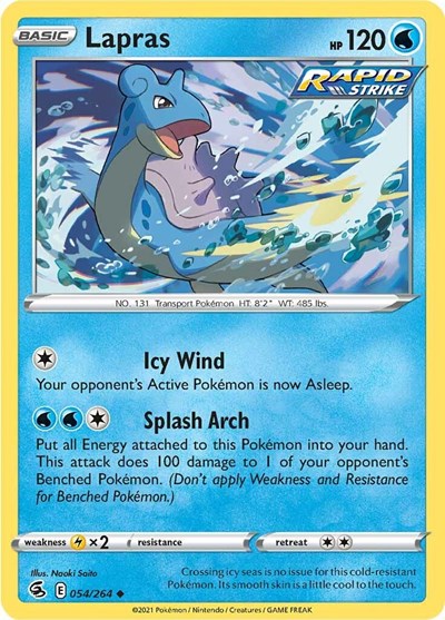 2021 Pokemon: SWSH08: Fusion Strike (SWSH08) - Lapras (#054/264, Uncommon) (, Near Mint)