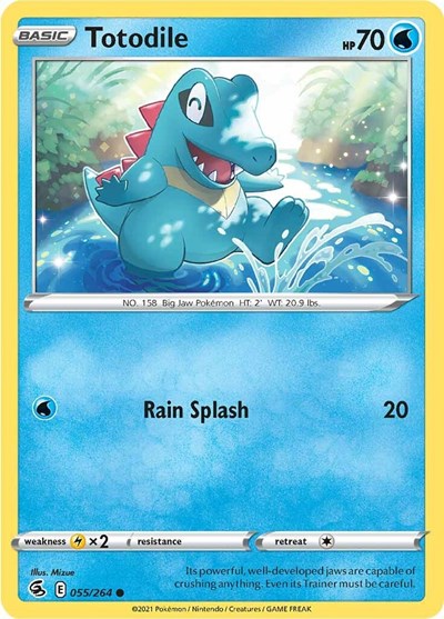 2021 Pokemon: SWSH08: Fusion Strike (SWSH08) - Totodile (#055/264, Common) (, Near Mint)