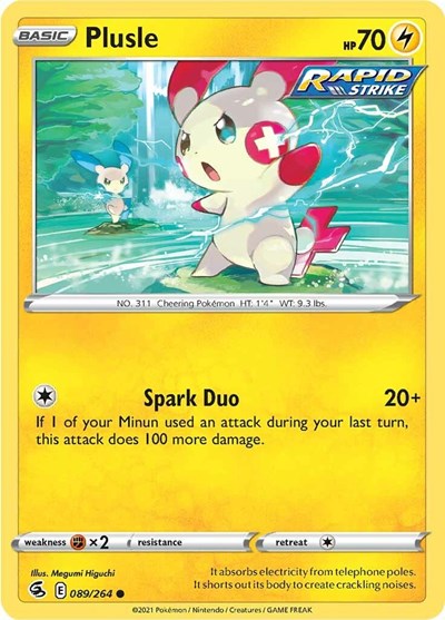 2021 Pokemon: SWSH08: Fusion Strike (SWSH08) - Plusle (#089/264, Common) (, Near Mint)
