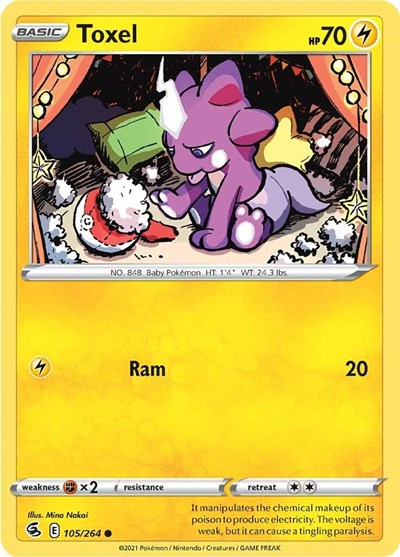 2021 Pokemon: SWSH08: Fusion Strike (SWSH08) - Toxel 105 (#105/264, Common) (, Near Mint)