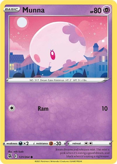 2021 Pokemon: SWSH08: Fusion Strike (SWSH08) - Munna (#121/264, Common) (, Near Mint)