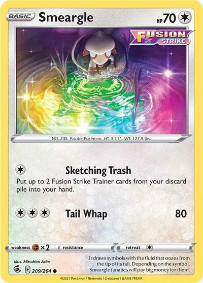 2021 Pokemon: SWSH08: Fusion Strike (SWSH08) - Smeargle (#209/264, Common) (, Near Mint)