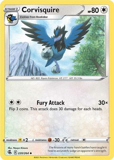 2021 Pokemon: SWSH08: Fusion Strike (SWSH08) - Corvisquire (#220/264, Uncommon) (, Near Mint)