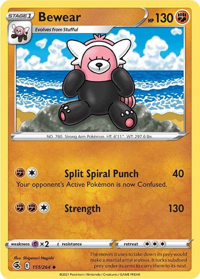 2021 Pokemon: SWSH08: Fusion Strike (SWSH08) - Bewear (#151/264, Uncommon) (, Near Mint)
